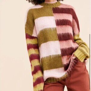 The ragged priest oversized striped fuzzy sweater NWOT
